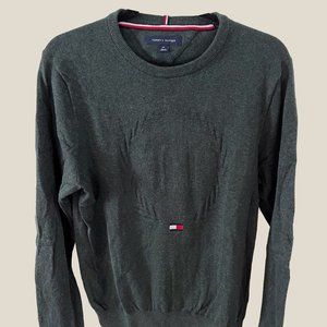 SALE S TOMMY HILFIGER HUNTER GREEN LOGO CREST CREWNECK SWEATER